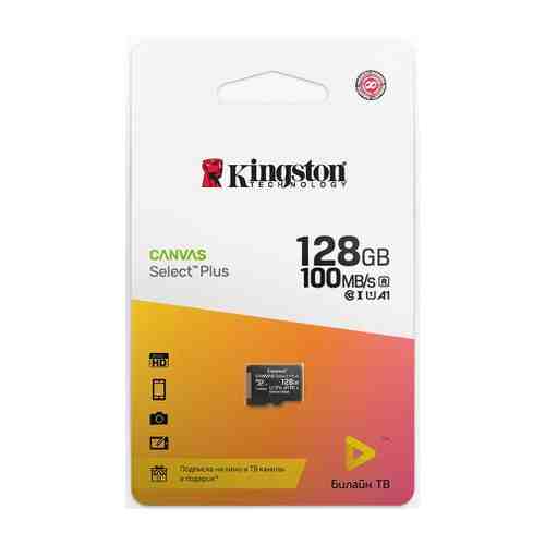Карта памяти Kingston Canvas Select Plus microSDHC UHS-I Class 10 128GB + подписка билайн тв на 2 месяца