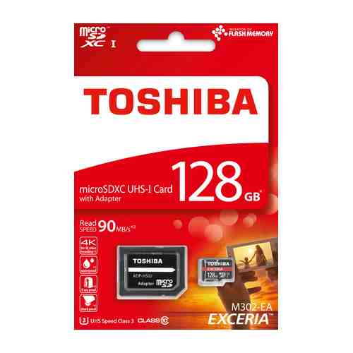 Карта памяти Toshiba Exceria microSDXC UHS-I 128GB + SD-адаптер